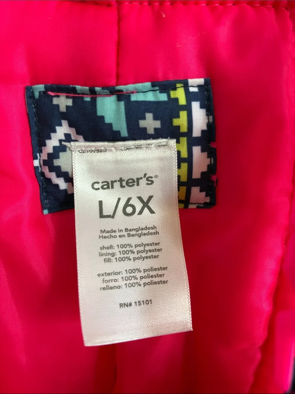 Carter’s Nordic Fair Isle Pink/Blue Insulated Snow Bib Overalls Like New Size 6X